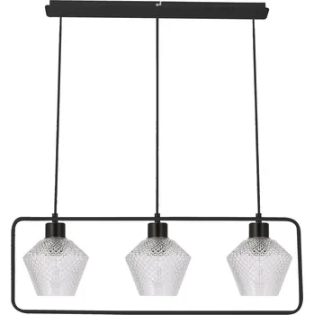 Závěsné svítidlo Niko černé 3x40W E27 čirý rýhovaný difuzor