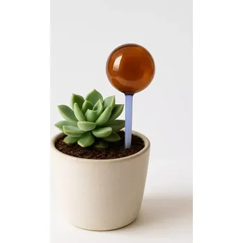 Stojan na květiny Hübsch Flora skleněná zavlažovací koule, jantarová