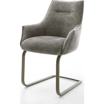 Jídelní židle DELIFE Jídelní židle Alja-Flex s područkami bouclé měkký tmavě béžová konzolová podnož plochý titanová barva taštičkové pružiny