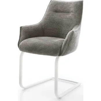 Jídelní židle DELIFE Jídelní židle Alja-Flex s područkami bouclé měkký tmavě béžová jídelní židle plochá bílá taštičkové pružiny