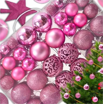 Vánoční dekorace VÁNOČNÍ BAŇKY 6/4/3 cm 100 KS ROŽOVÝ SET