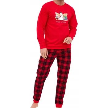 Pánské pyžamo Pánské vánoční pyžamo Cornette 115/289 Winter vel. XXL (52) červená kostka