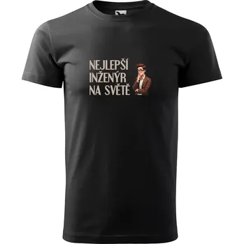Sablio Tričko s potiskem Nejlepší inženýr na světě - černé 5XL