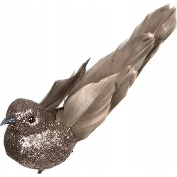 Vánoční ozdoba OZDOBA PTÁK S KLIPEM PŘÍVĚSEK PTÁČEK NA VÁNOČNÍ STROMEČEK VĚTVIČKY BROKÁTOVÁ 19 Cm