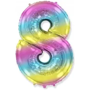 Balónek Fóliový Balón Velká Barevná Duhová Číslice 8 / 40" - 102 cm - Flexmetal PACK