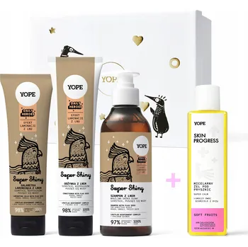 Kosmetická sada YOPE Sada 3 kosmetických přípravků pro vlasy s tendencí k krepatění, gel 2v1 jako DÁREK