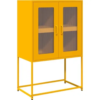 Komoda Vysoká komoda hořčicově žlutá 68x39x107 cm Ocel