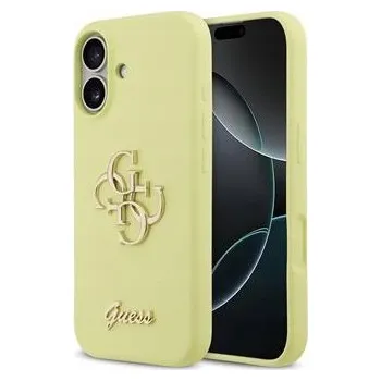 Pouzdro na mobilní telefon Guess Liquid Silicone 4G Metal Logo Zadní Kryt pro iPhone 17 Yellow
