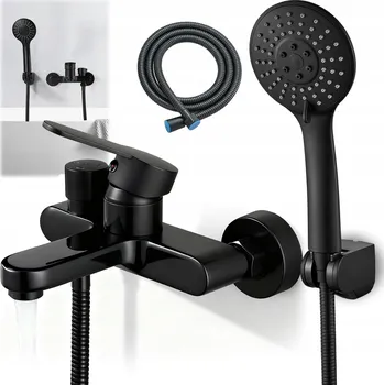 Vodovodní baterie Vanová a sprchová baterie Sigma černá, páková, s ruční sprchou