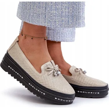 Dámské mokasíny DÁMSKÉ MOKASÍNY LESKLÉ NA PLATFORMĚ KOŽENÉ S.BARSKI LR400 ZLATÉ 40