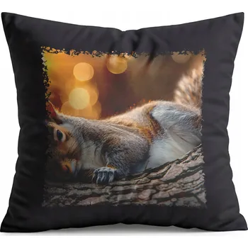 Polštář POLŠTÁŘ ČERNÝ DÁREK - ZVÍŘATA DIVOKÉ LESNÍ VEVERKY