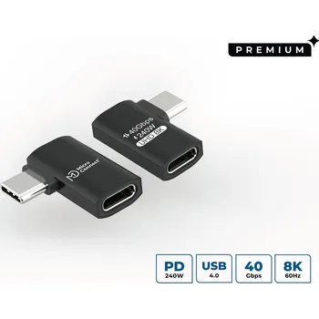 Datový kabel Úhlový adaptér MicroConnect USB4 Gen 3x2 USB-C, 40 Gbps, 240 W