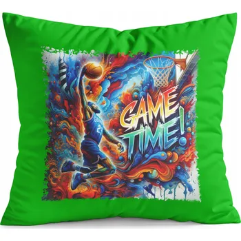 Polštář POLŠTÁŘ ZELENÝ DÁREK – BASKETBAL SPORTOVNÍ MÍČ KOŠ TÝM