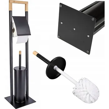 Kovový stojan na toaletní papír 2v1 s volně stojící WC štětkou