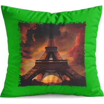 Polštář POLŠTÁŘ ZELENÝ DÁREK - PAŘÍŽ EIFFELOVA VĚŽ PAMÁTKY VÝHLEDY KRÁSNÉ