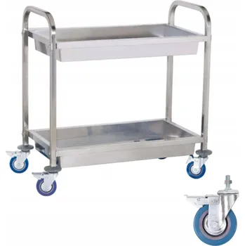 Servírovací stolek SERVÍROVACÍ VOZÍK TRANSPORTNÍ 2 HLUBOKÉ POLICE NEREZOVÁ OCEL CATERING