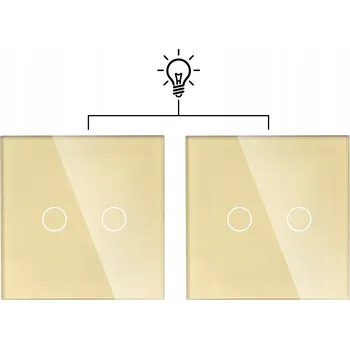 vypínač 2x SKLENĚNÝ SCHODIŠŤOVÝ VYPÍNAČ 2-TLAČÍTKOVÝ 2G2W DVOJITÝ DOTYKOVÝ LED ZLATÝ