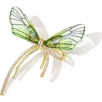 Brož Éternelle Brož ve tvaru vážky Eudora B7370-250231 Zelená