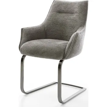 Jídelní židle DELIFE Jídelní židle Alja-Flex s područkami bouclé měkký tmavě béžová konzolová podnož plochý grafit taštičkové pružiny