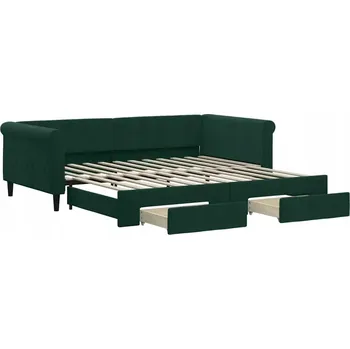 Pohovka Rozkládací pohovka s funkcí spaní, tmavě zelená, 229 x 110 x 68 cm