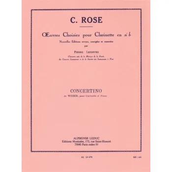 Cyrille Rose: Concertino Op 26 de Weber (noty na klarinet, klavír)