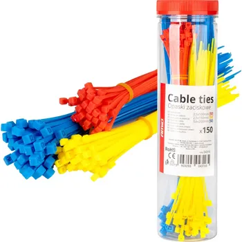 Stahovací páska Plastové stahovací pásky vícebarevné, 150 ks AMiO-04316
