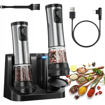 Kuchyňský mlýnek ELEKTRICKÝ MLÝNEK NA SŮL A PEPŘ KOŘENÍ REGULACE HRUBOSTI MLETÍ USB NABÍJECÍ SET