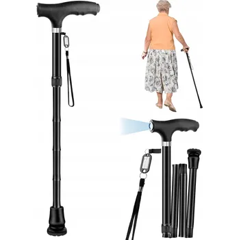 SKLÁDACÍ LEHKÁ HŮL PRO SENIORY A INVALIDY 90 cm S LED OSVĚTLENÍM