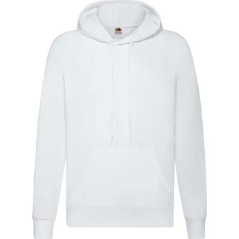 Pánská mikina Fruit of the Loom lehká mikina s kapucí White M