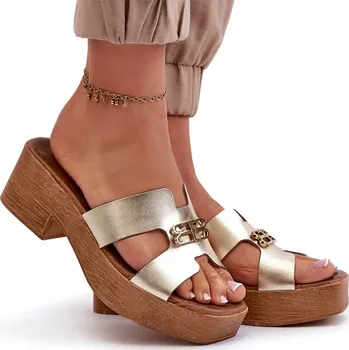 Dámská obuv ZAZOO 40412 ELEGANTNÍ KOŽENÉ NAZOUVÁKY DÁMSKÉ ZLATÉ 40