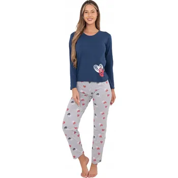 Dámské pyžamo Dámské bavlněné pyžamo dvoudílné – kalhoty se srdíčky