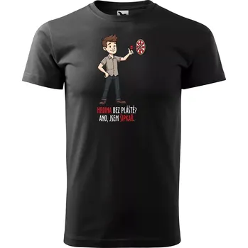 Pánské oblečení Sablio Tričko s potiskem Hrdina bez pláště? Ano, jsem šipkař - černé L