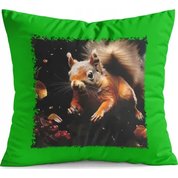 Polštář POLŠTÁŘ ZELENÝ DÁREK - DIVOKÁ ZVÍŘATA LESNÍ VEVERKA