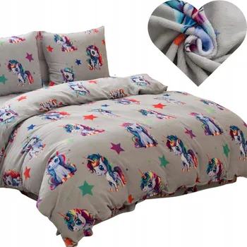 Povlečení Povlečení z Hřejivé Mikrovlákna s Medvídkem 160x200cm 3 Č. - Jednorožci