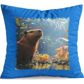Polštář POLŠTÁŘ MODRÝ DÁREK – MÓDNÍ ZVÍŘATA KAPYBARA