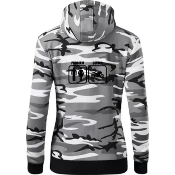 Dámská mikina Problém silniční motorka - Dámská mikina trendy zipper s kapucí - S ( Šedý maskáč )