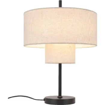 Lampička ACA Lighting stolní lampa ANAFI černý kov béžové textilní stínítko 1xE27 MT240323