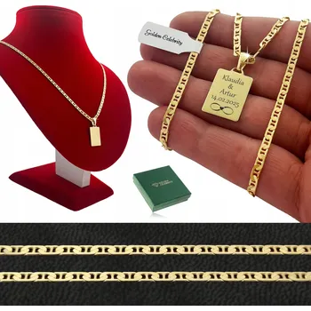 Řetízek ŘETÍZEK ŘETÍZEK GUCCI + VOJENSKÁ ZNÁMKA S GRAVÍROVÁNÍM 925/585 DÁREK 55CM 3MM