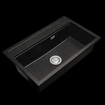 Granitový dřez Gamma Advance, 1-komorový granitový dřez 805x505x210 mm, černá skvrnitá, GMA-ZLE000117