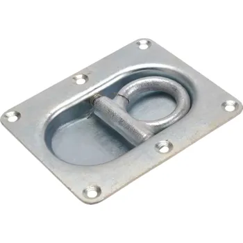Příslušenství pro přívěs Pozinkovaná zapuštěná kotvící miska o rozměru 150 × 125 mm s vratnou pružinou na oku
