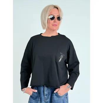 Dámské tričko BRIGITTE Černé triko HAPPY Černá, UNI S-XL