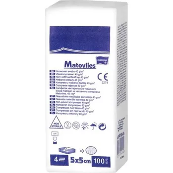 Matovlies kompresy z netkané textilie, nesterilní—7,5 x 7,5 cm, 100ks