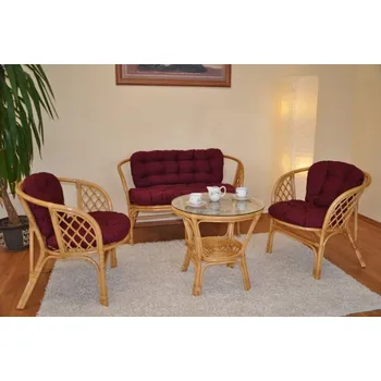 Nábytek Axin Trading s.r.o. Ratanová sadací souprava Bahama velká polstr vínový