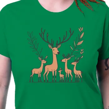 Dámské tričko Tričko Vánoce | Dámské tričko se soby