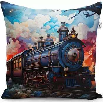 Polštář Sablio Polštář Parní lokomotiva v kouzelné krajině - 40x40 cm