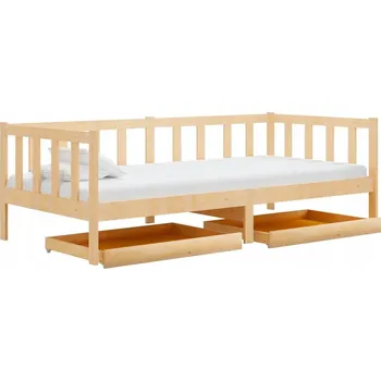 Postel Jednolůžková dřevěná postel VidaXL 90x200 cm, odstíny hnědé