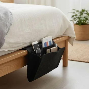 Úložný box Závěsný kapsář / organizér na postel - černý