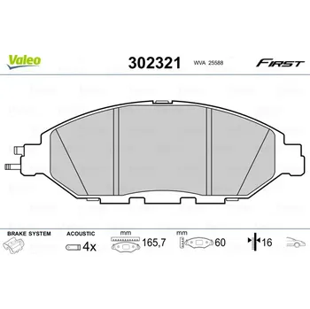 Brzdová destička Sada brzdových destiček, kotoučová brzda VALEO 302321