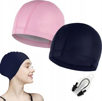 Plavecká čepice Plavecká čepice do bazénu s klipem na nos Polyester Granátově růžová