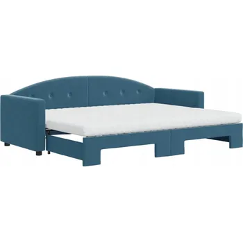 Pohovka Modrá rozkládací pohovka 2v1 s matracemi, 222 x 90 x 75 cm